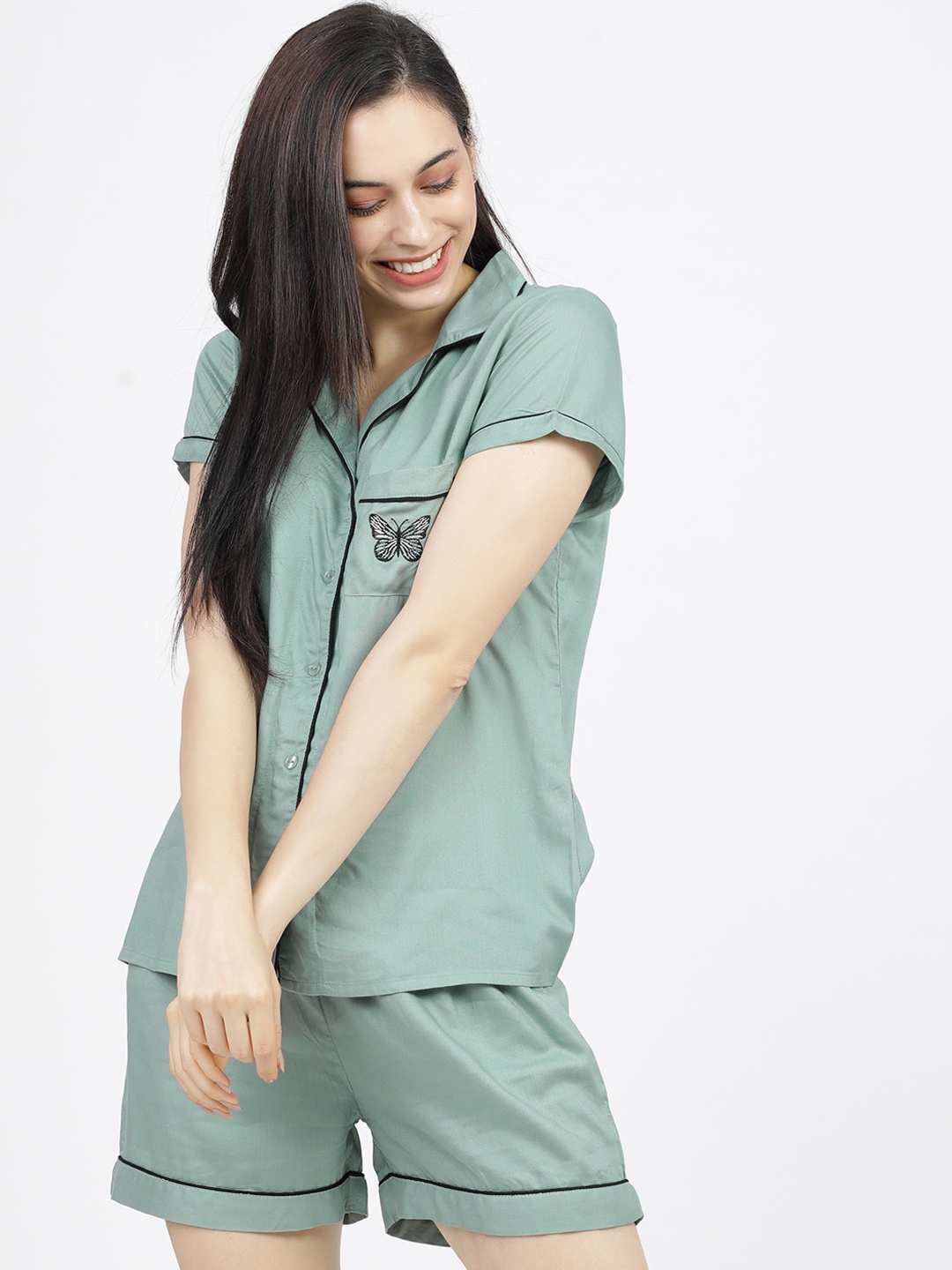

Tokyo Talkies Women Teal Night suit