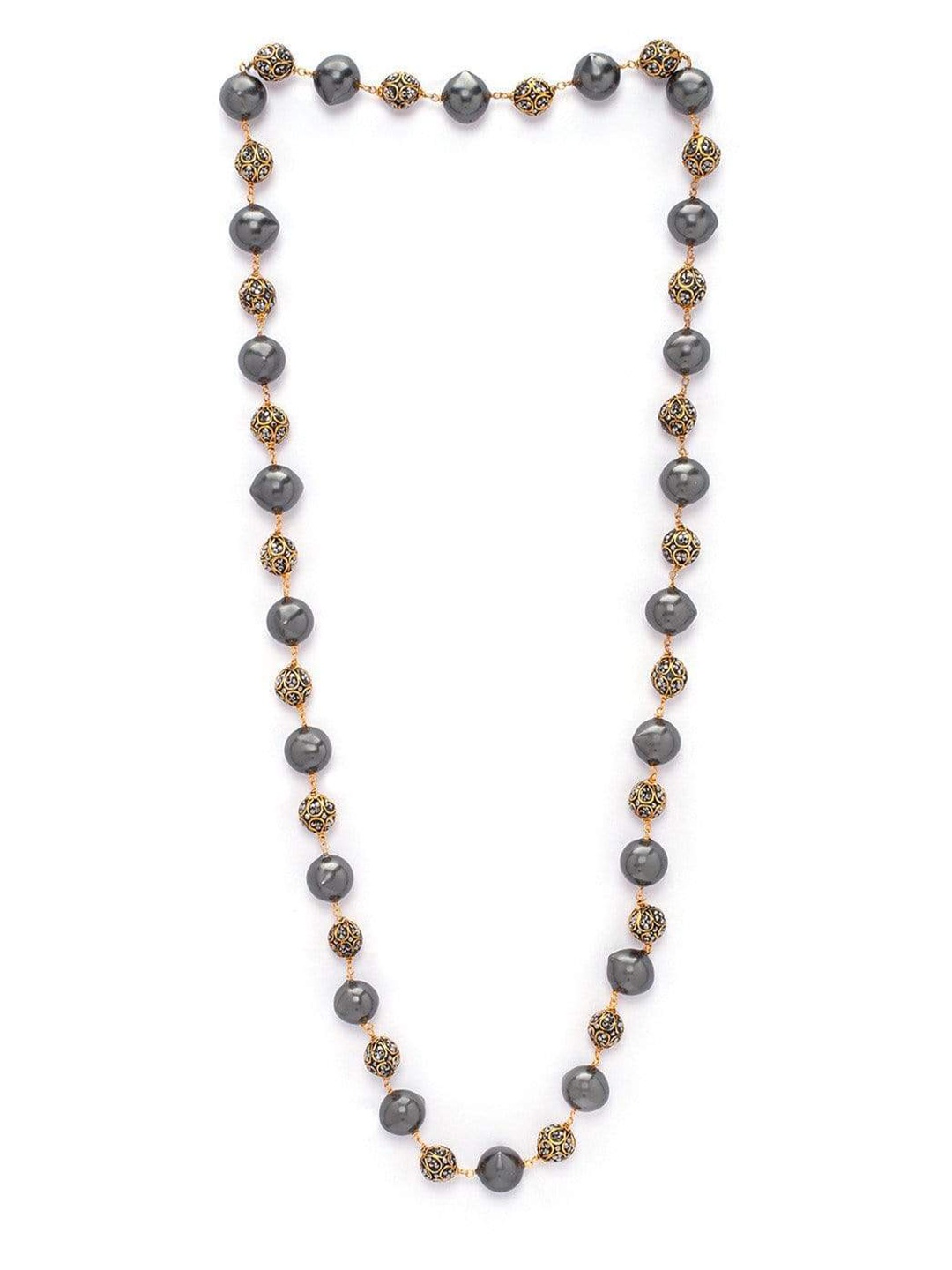 

Rubans Gold-Toned & Grey Gold-Plated Handcrafted Necklace