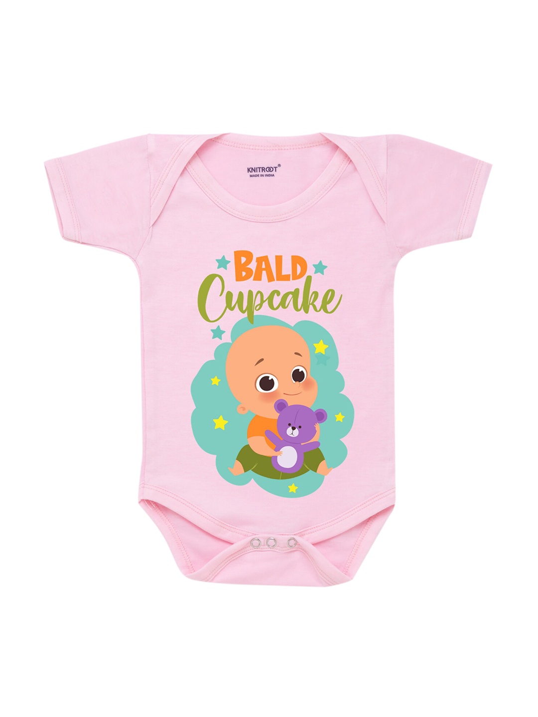 

KNITROOT Infant Kids Pink & Green Graphic Printed Bodysuit