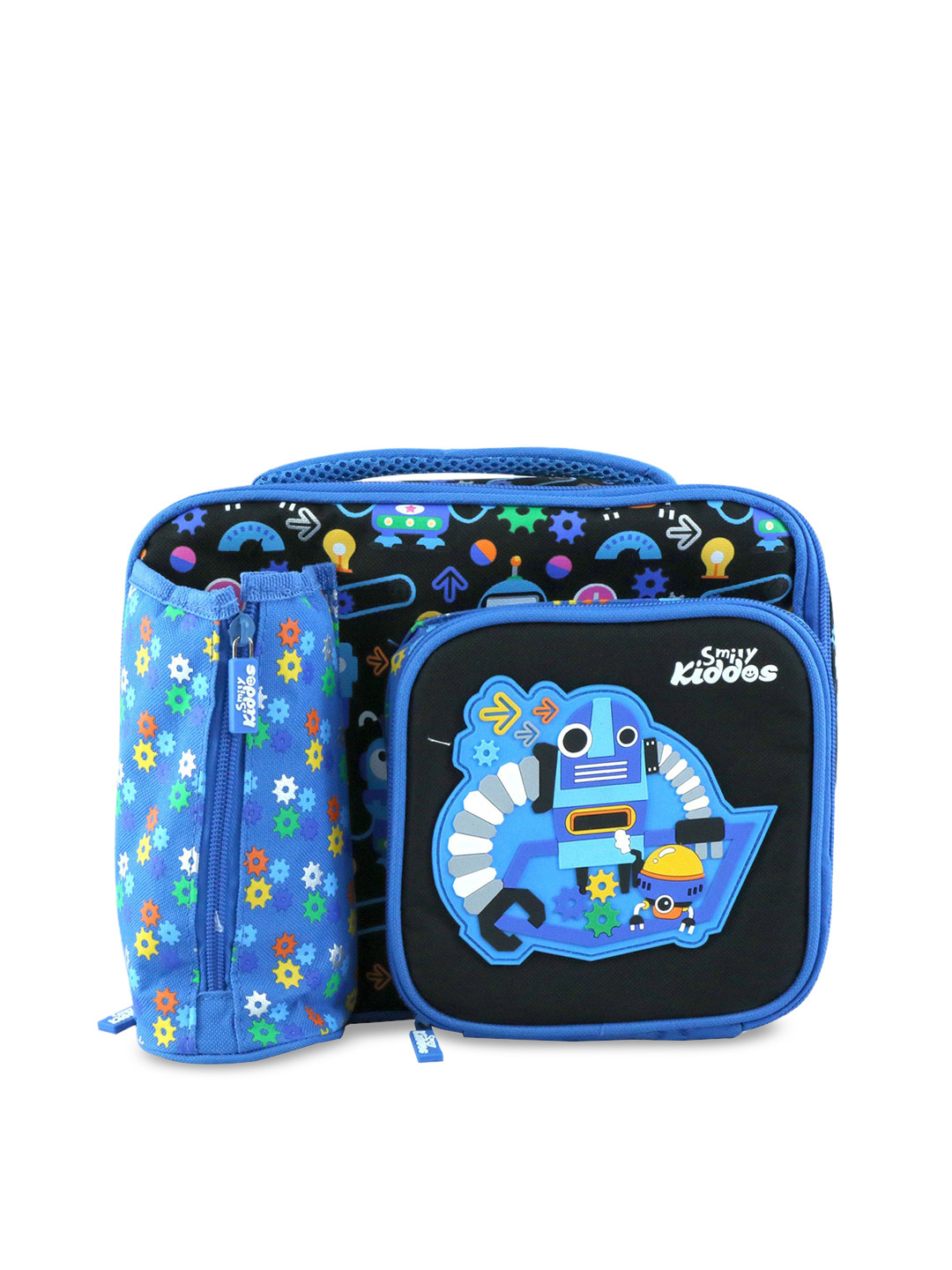 

Smily Kiddos Unisex Kids Blue & Black Printed Multi Compartment Lunch Bag