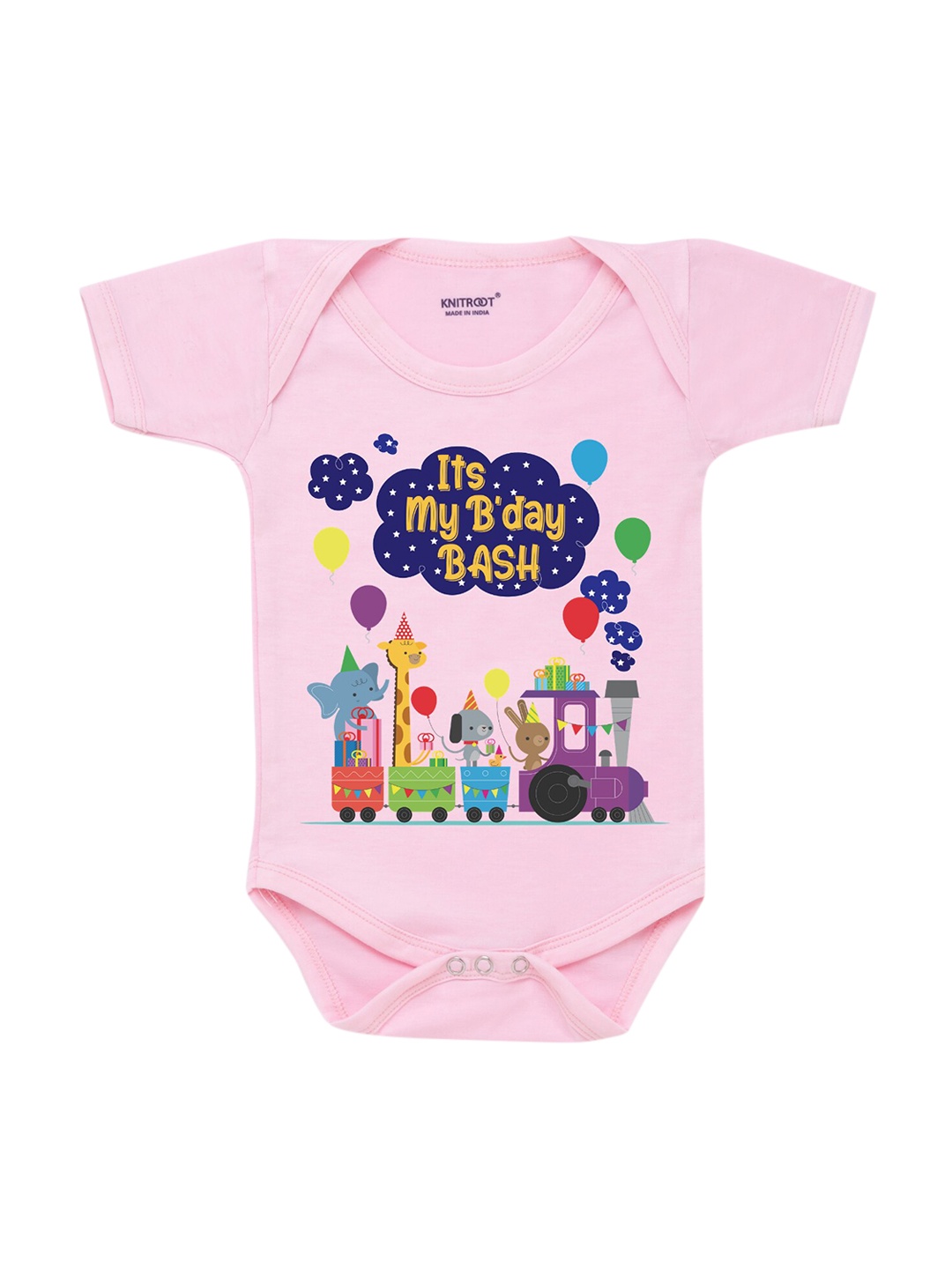 

KNITROOT Infants Pink Graphic Printed Bodysuit
