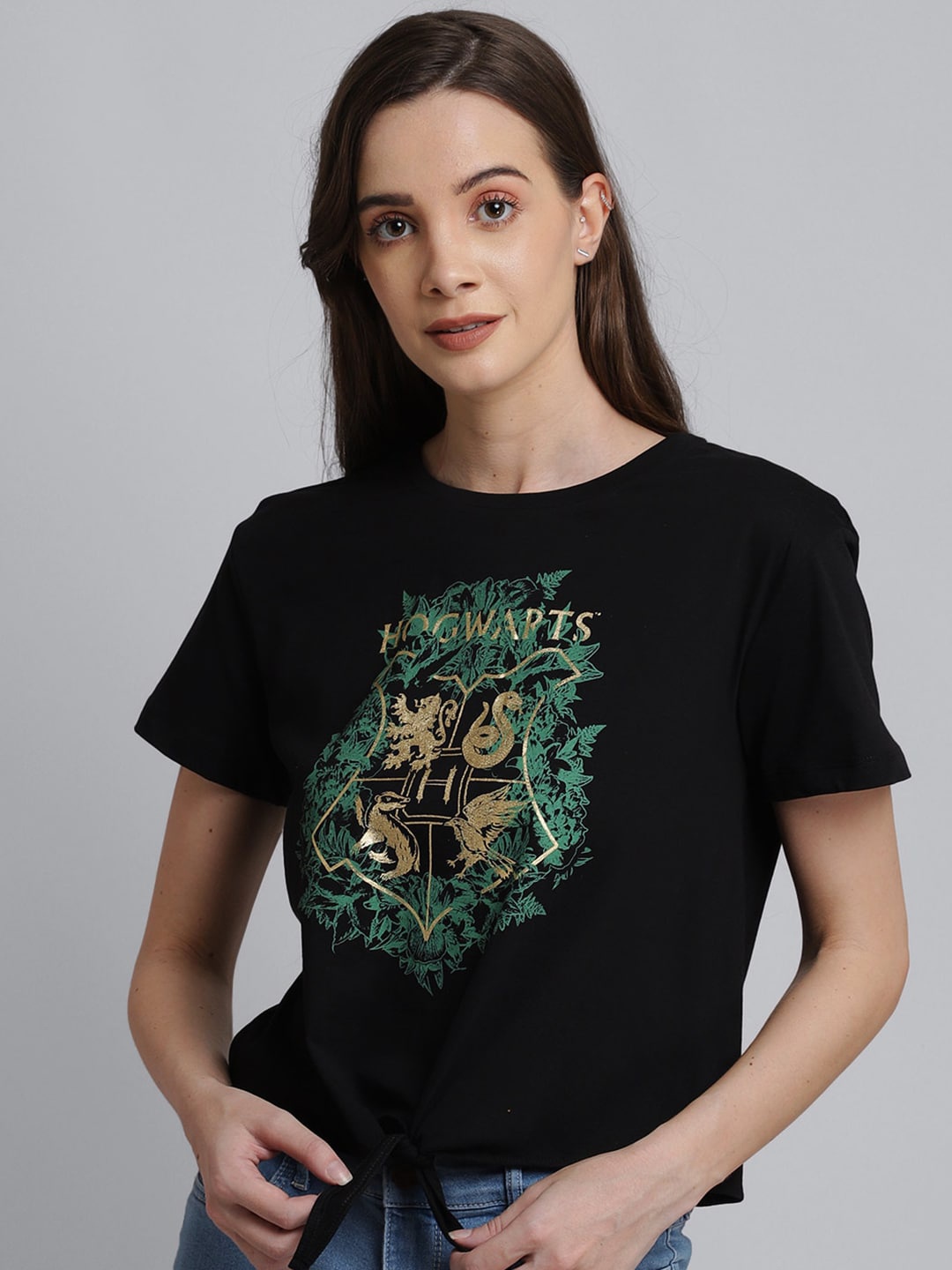 

Free Authority Women Black Harry Potter Printed Pure Cotton T-shirt