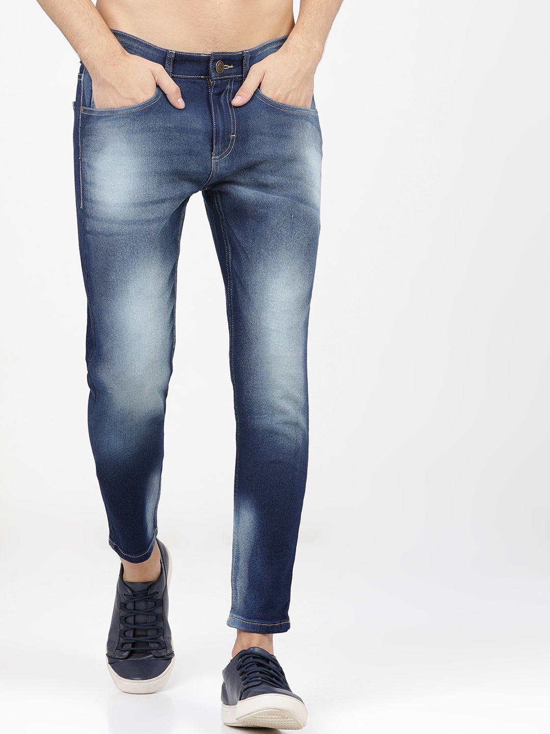 HIGHLANDER Men Navy Blue Tapered Fit Heavy Fade Jeans