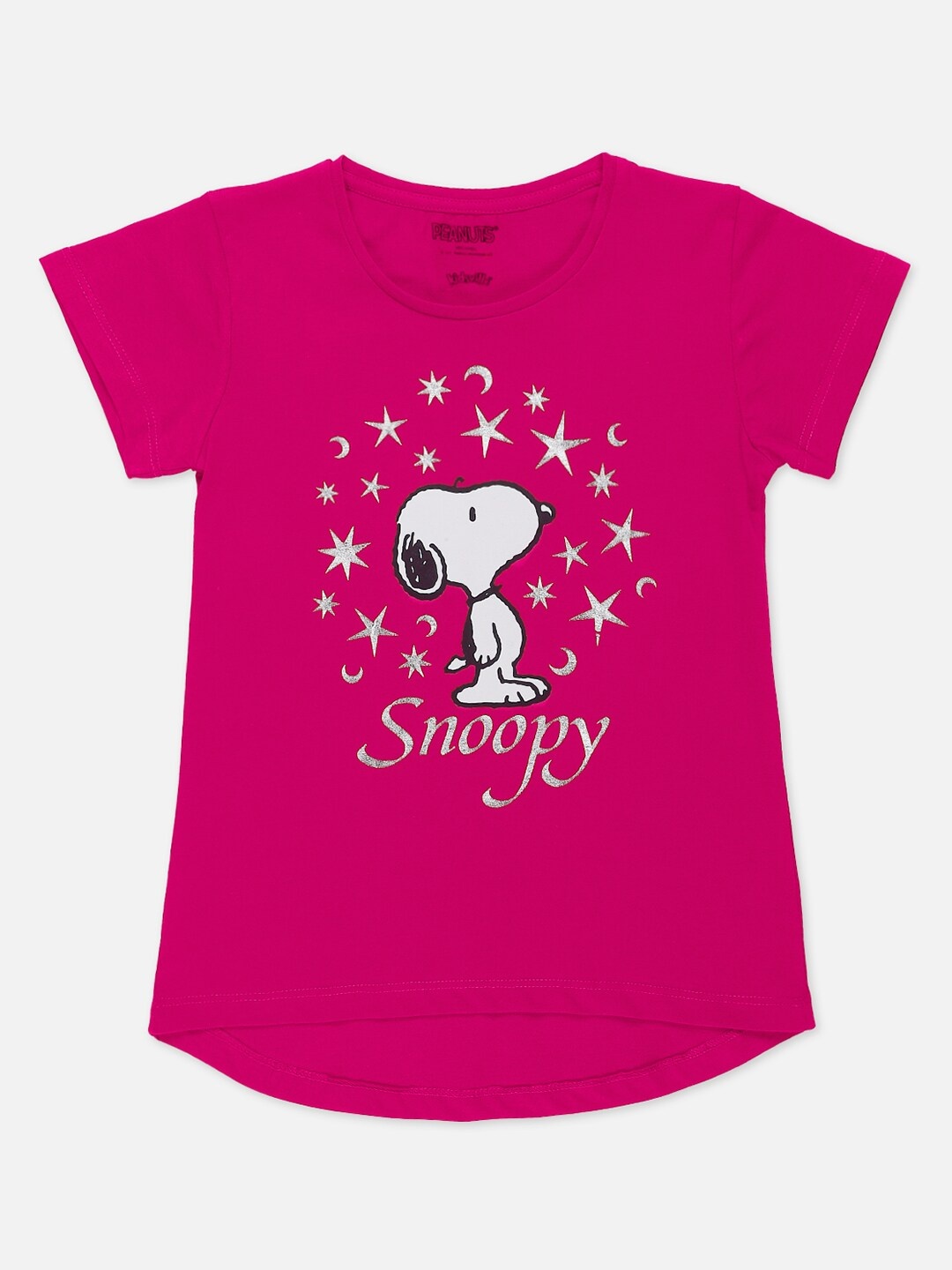 

Kids Ville Girls Pink Snoopy Printed T-shirt
