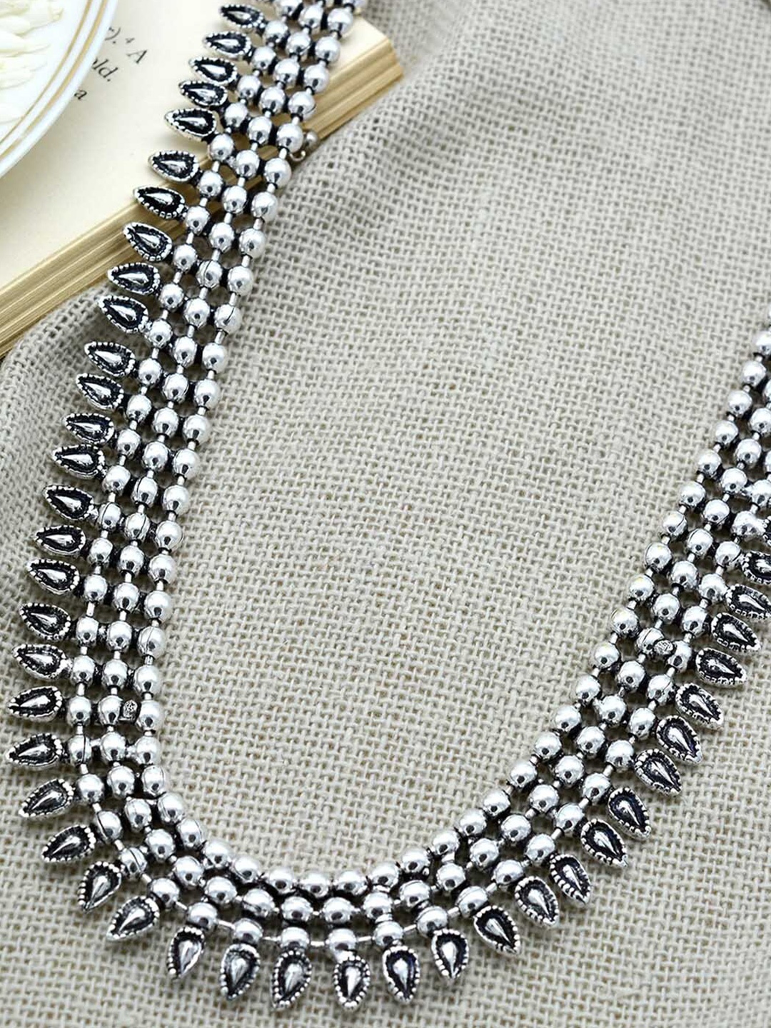 

TEEJH Silver German Silver Silver-Plated Oxidised Necklace