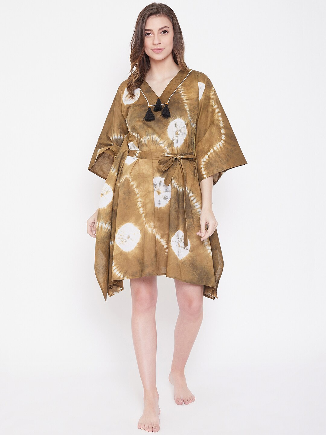 

The Kaftan Company Brown Printed Nightdress
