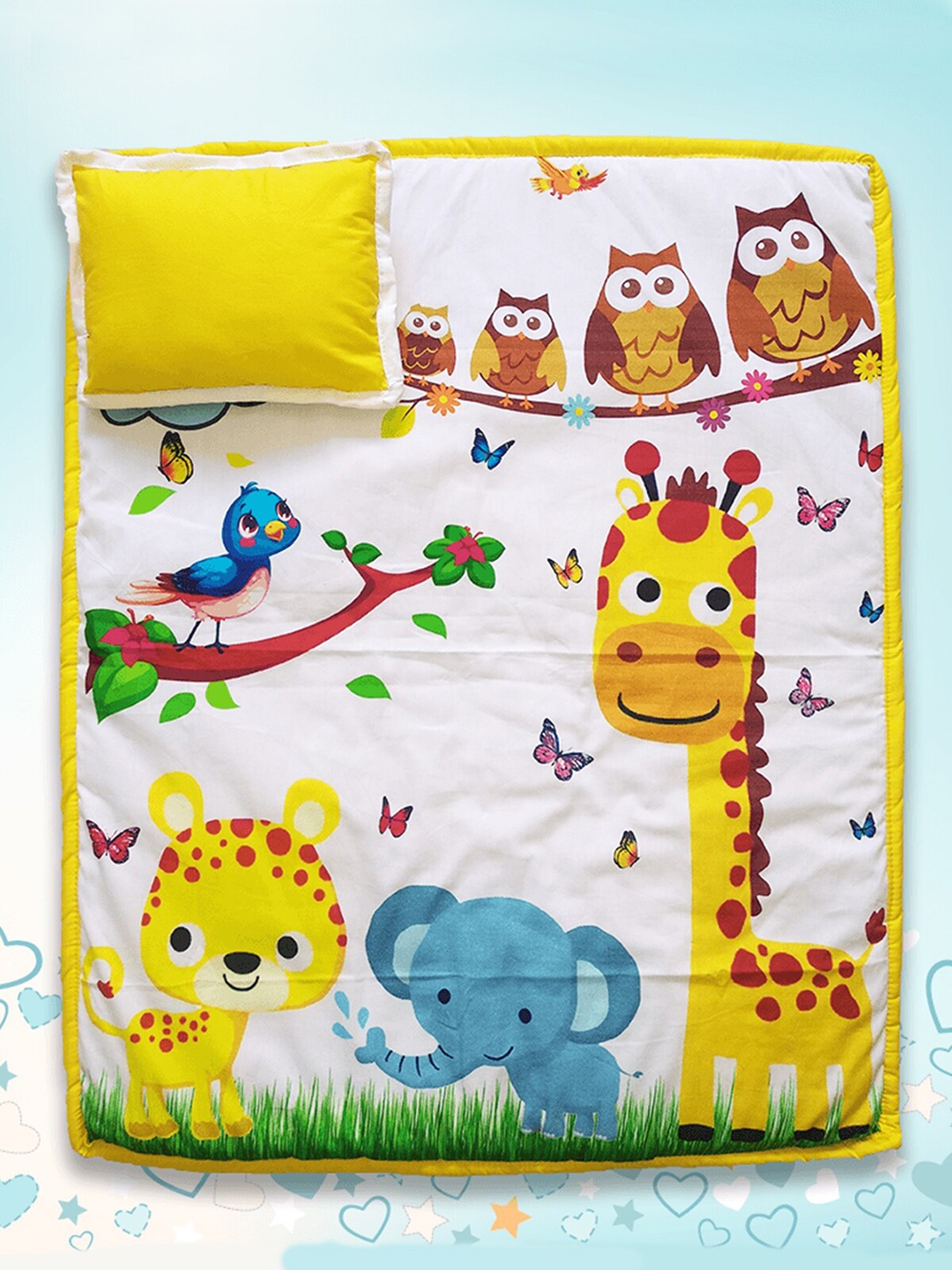 

Lorem Kids Yellow Printed Cotton Reversible Rectangle Baby Bedding set with Pillow