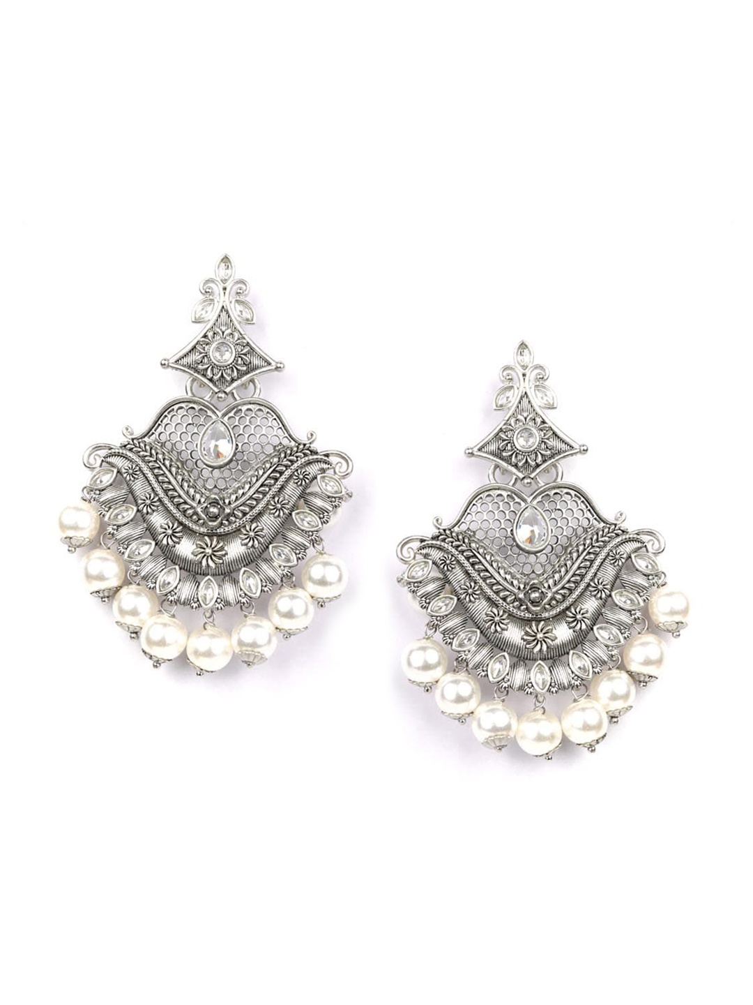 Priyaasi Women Silver-Plated Contemporary Pearl Drop Earrings