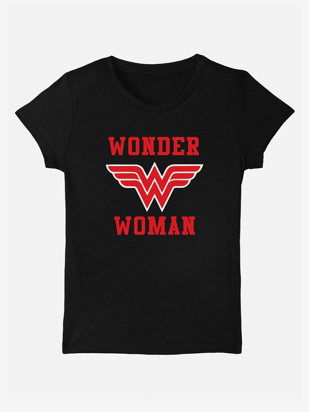 

Kids Ville Girls Black Wonder Woman Printed Cotton Pure Cotton T-shirt