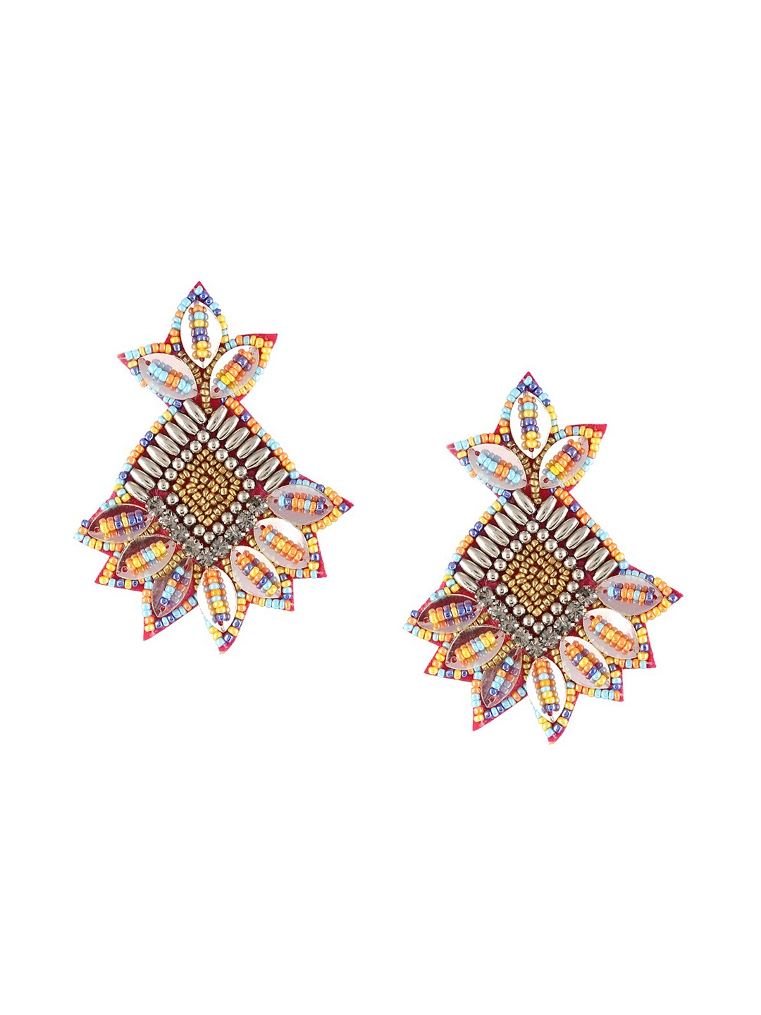 

Adwitiya Collection Multicoloured Contemporary Drop Earrings, Multi