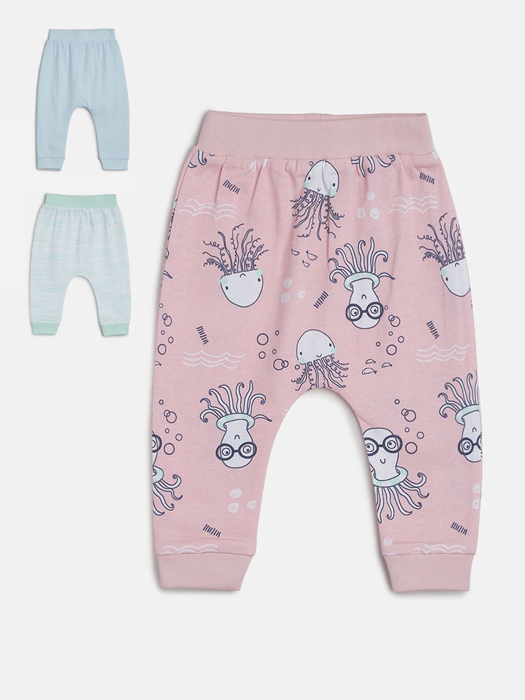 

MINI KLUB Boys Pack Of 3 Pure Cotton Joggers, Pink