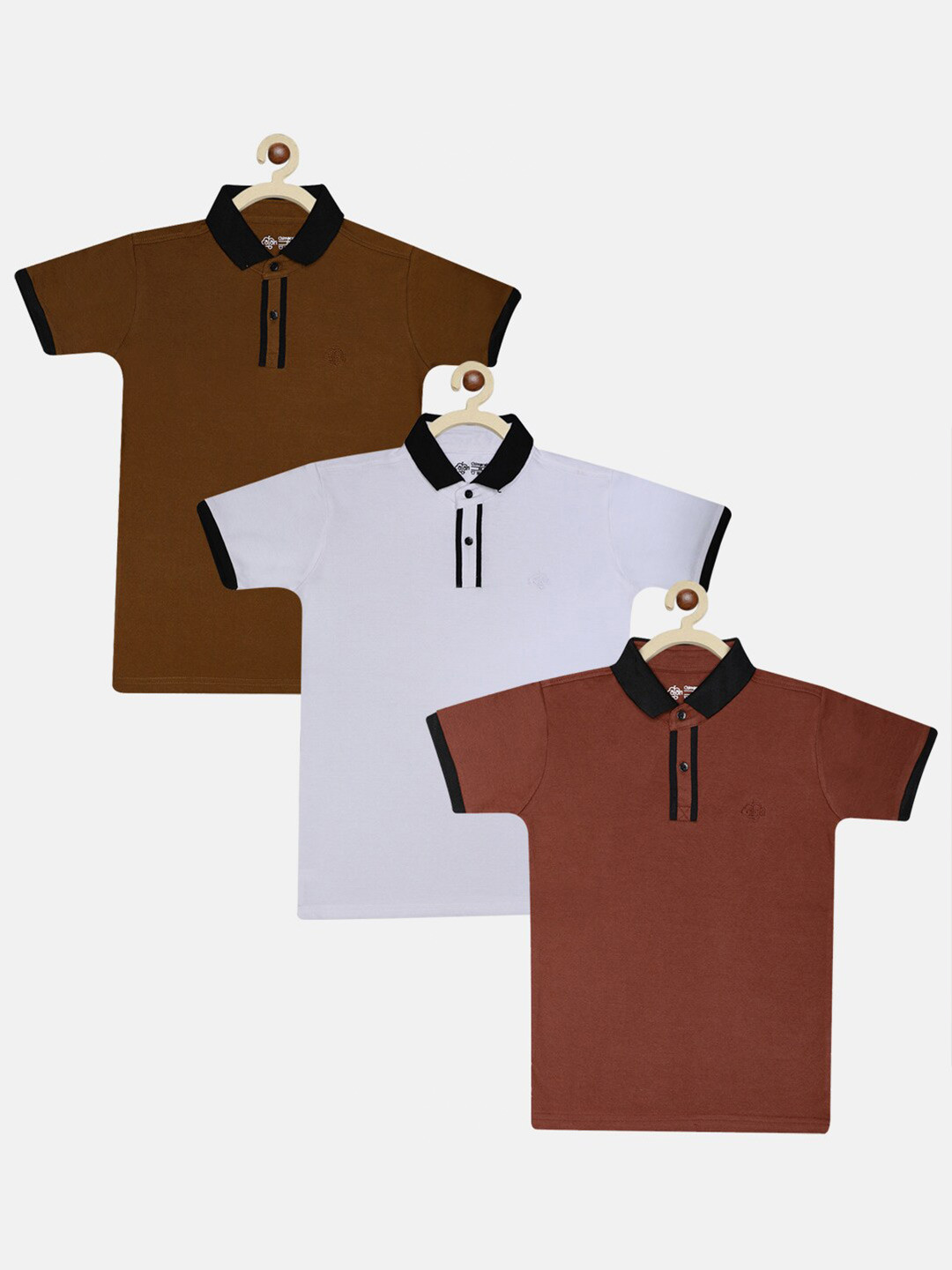 

CHIMPRALA Boys Set of 3 Solid Polo Collar T-shirts, Multi