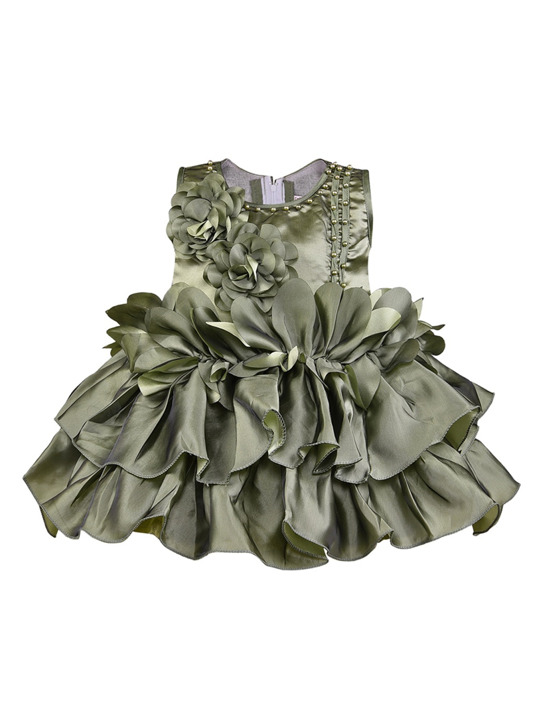 

Wish Karo Girls Green Satin Dress