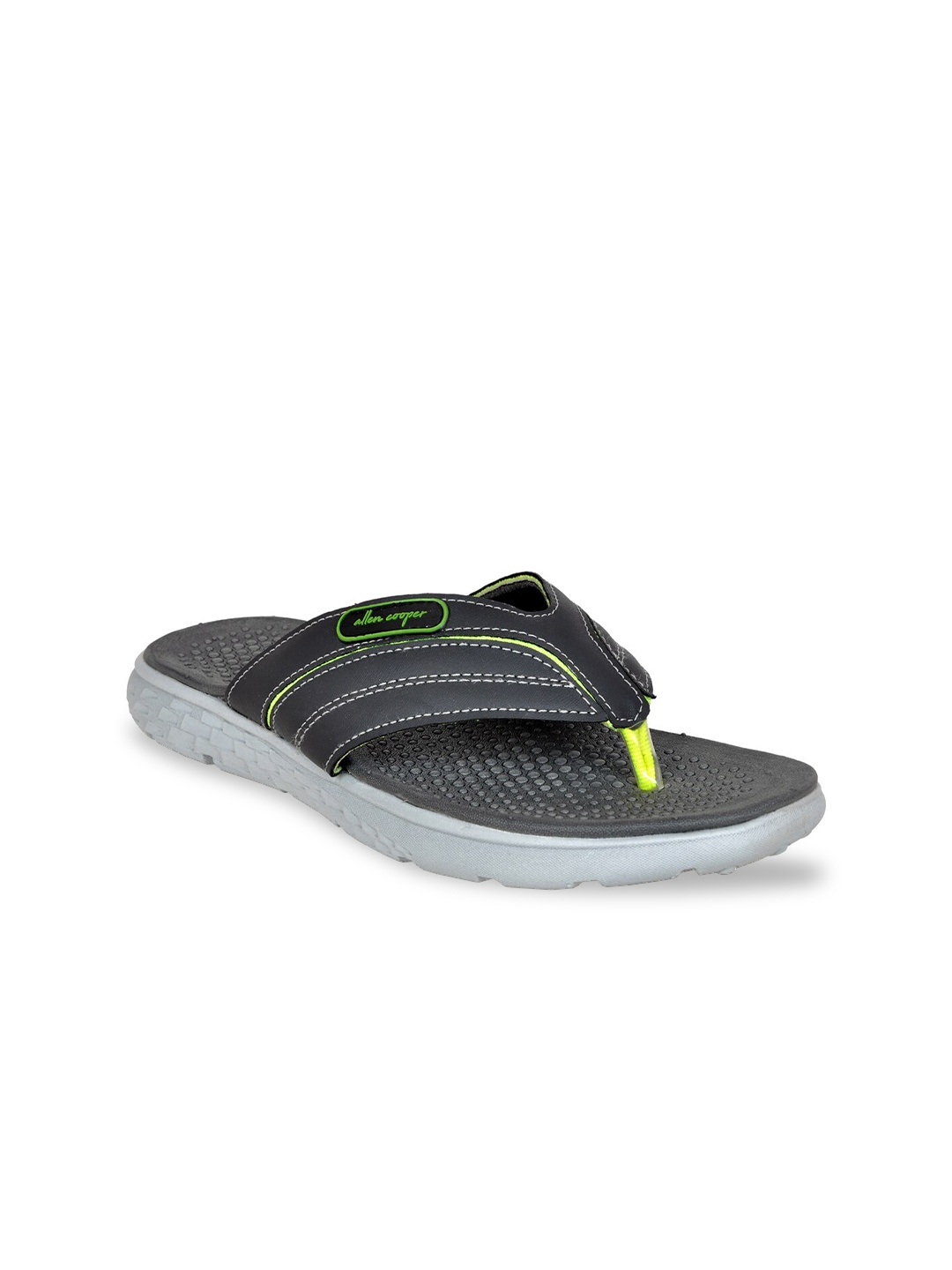

Allen Cooper Men Grey & Lime Green Slip-On