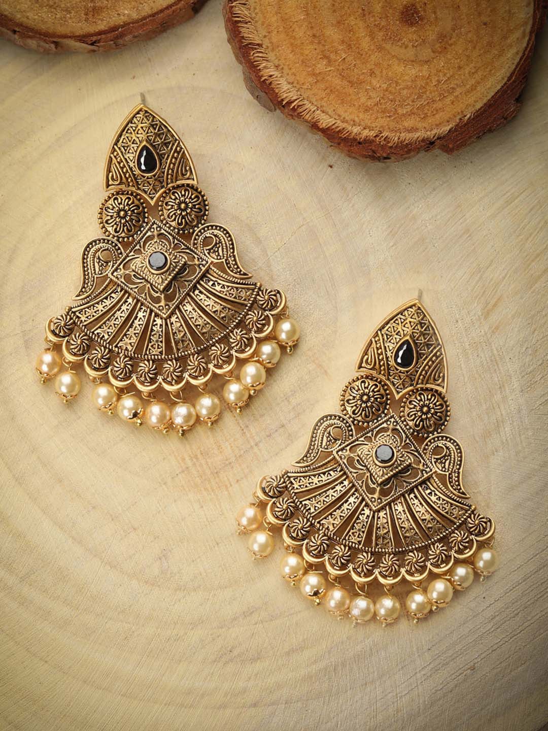 

Priyaasi Gold-Toned Contemporary Chandbalis Earrings