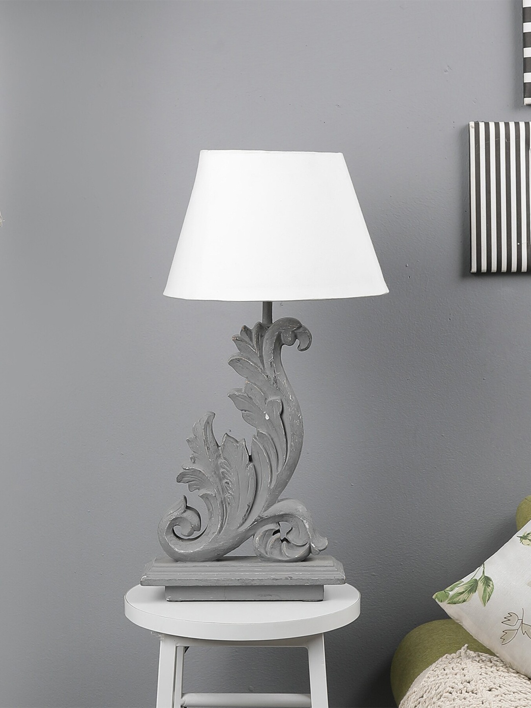 

The Decor Mart Grey & White Classic Country Classic Country Bedside Standard Lamp