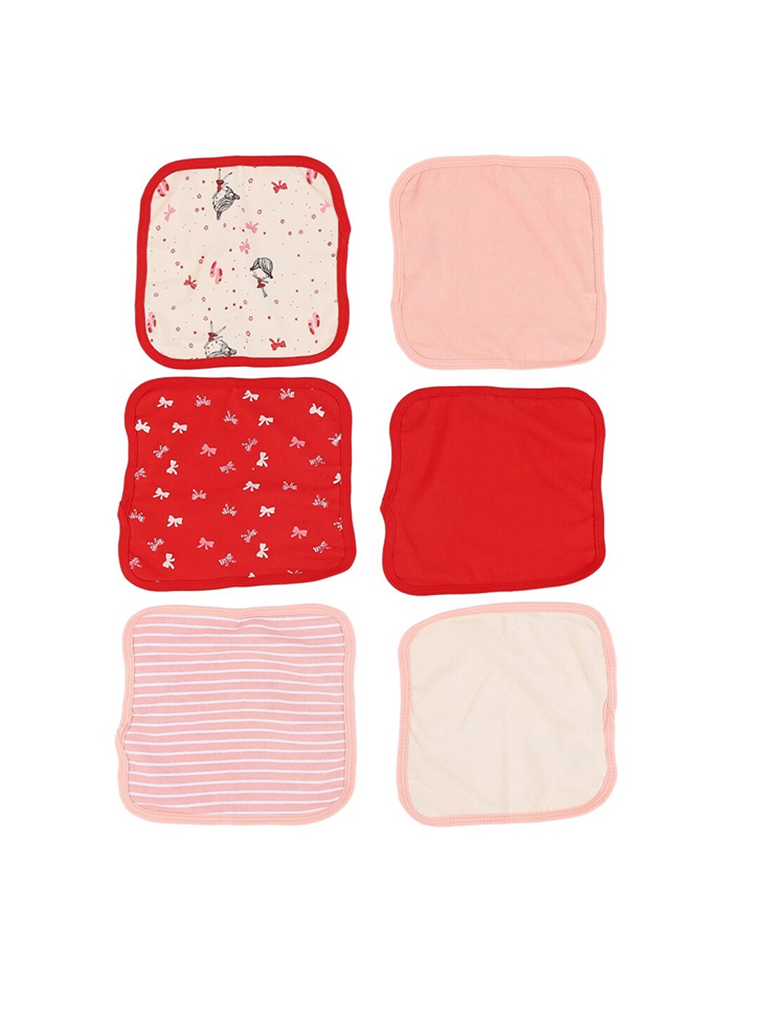 

Pantaloons Baby Infant Pack Of 6 Pure Cotton Napkins, Pink