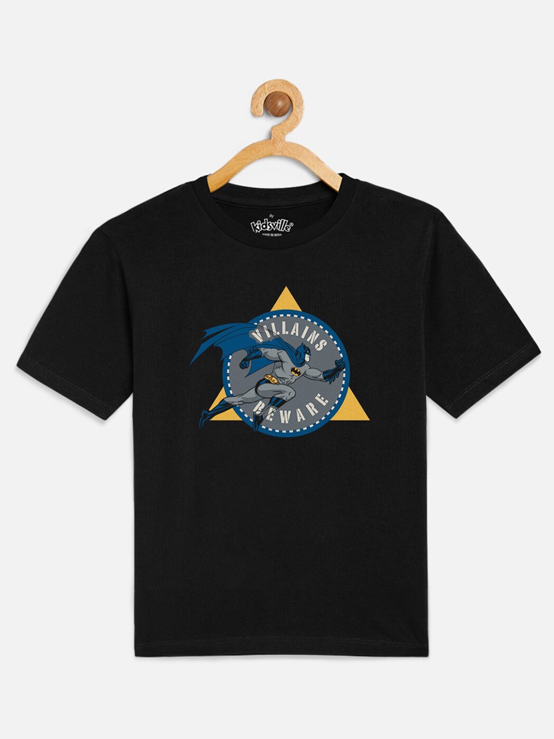 

Kids Ville Boys Black Batman Printed Cotton Pure Cotton T-shirt