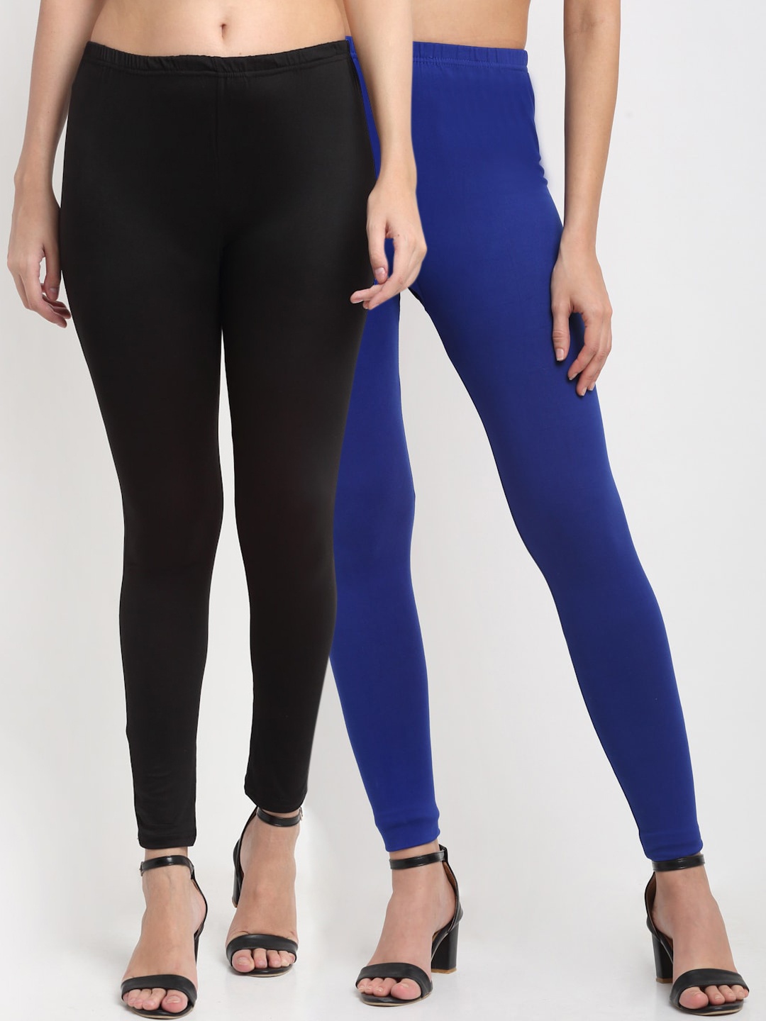 

NEUDIS Women Pack Of 2 Black & Blue Ankle-Length Leggings