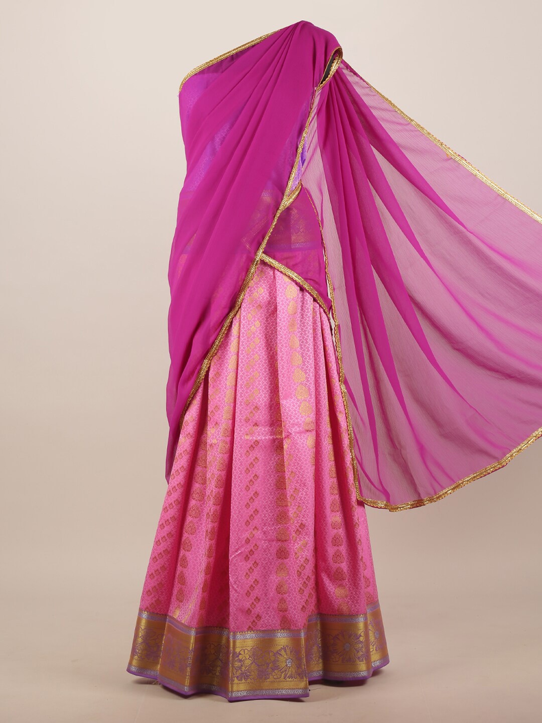 

Pothys Pink & Purple Woven Design Zari Saree