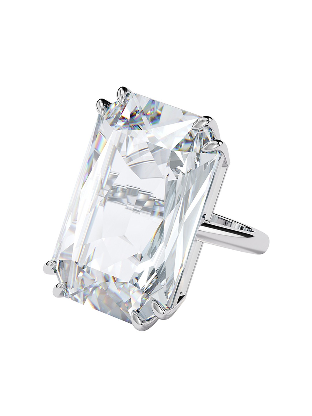 

SWAROVSKI Oversized Crystal White Rhodium-Plated Mesmera Cocktail Ring