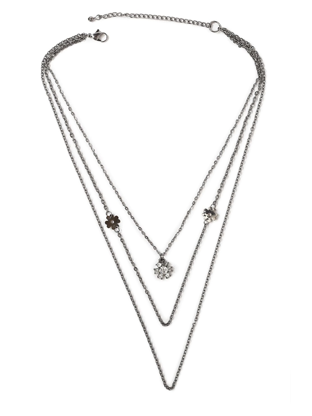 

FOREVER 21 Silver & White Layered Necklace