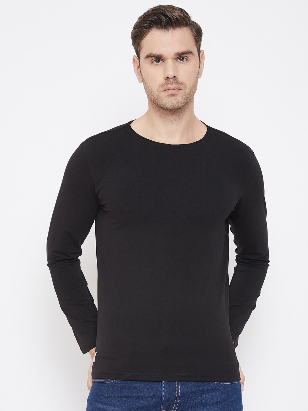 

QUBIC Men Black Long Sleeve T-shirt