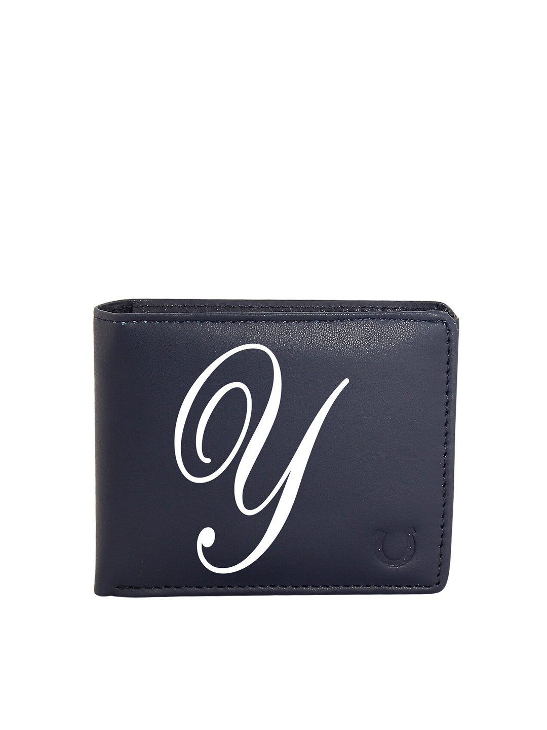

Blacksmith Men Navy Blue & White Typography Printed PU Two Fold Wallet with SD Card Holder