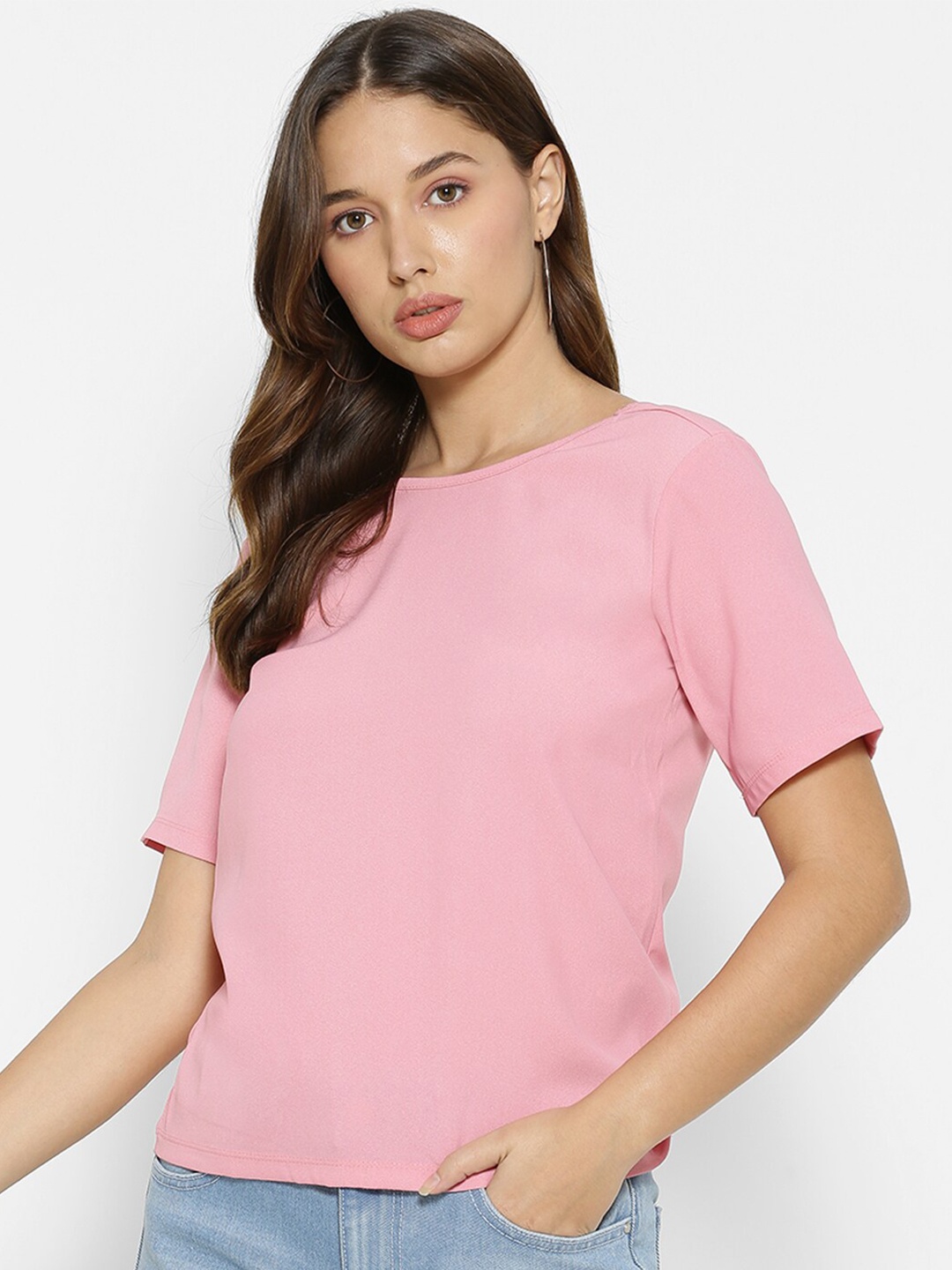 

FOREVER 21 Pink Styled Back Top