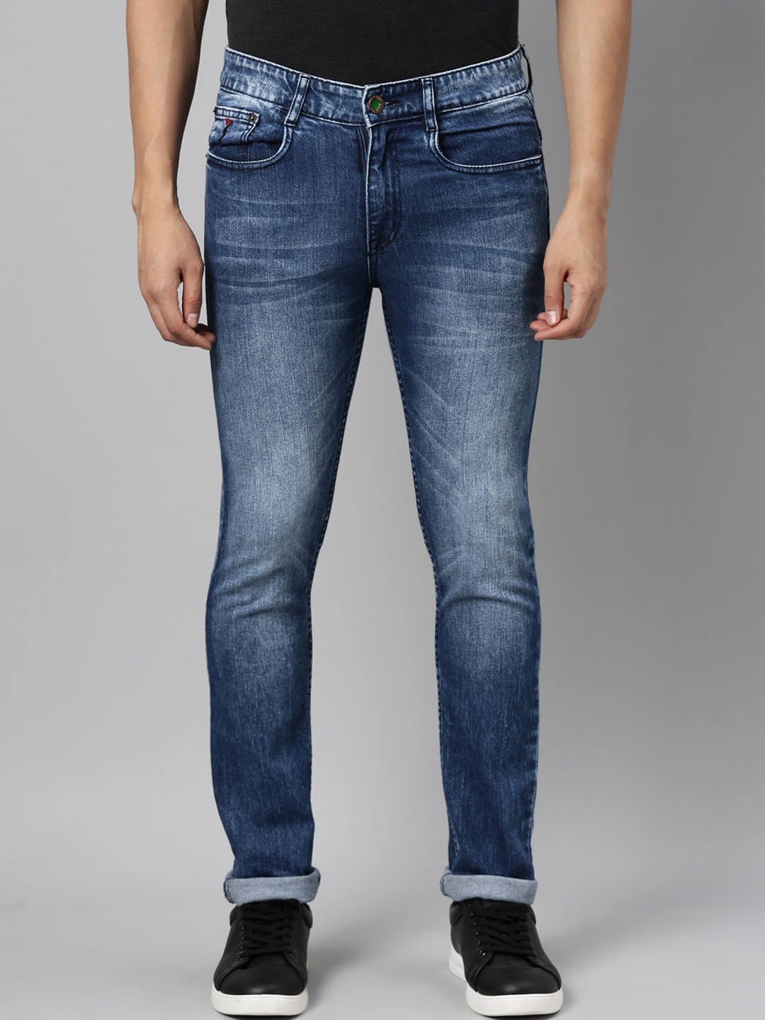 

CINOCCI Men Navy Blue Slim Fit Heavy Fade Jeans