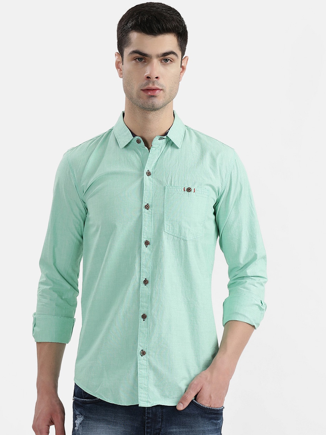 

V2 Value & Variety Men Green Cotton Casual Shirt