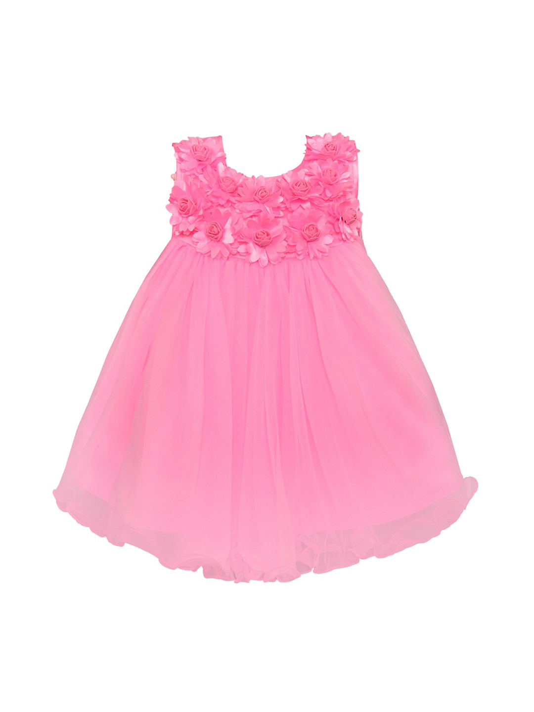 

Wish Karo Pink Net Fit & Flare Dress