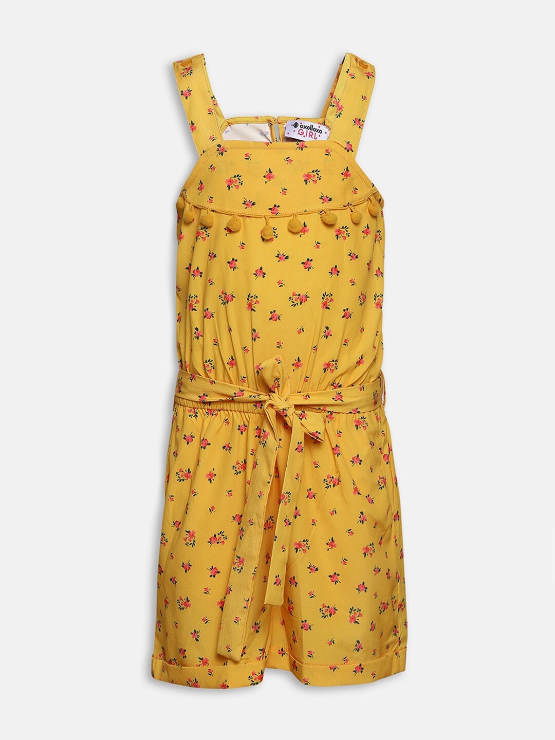 

Oxolloxo Girls Yellow & Pink Floral Printed Jumpsuit