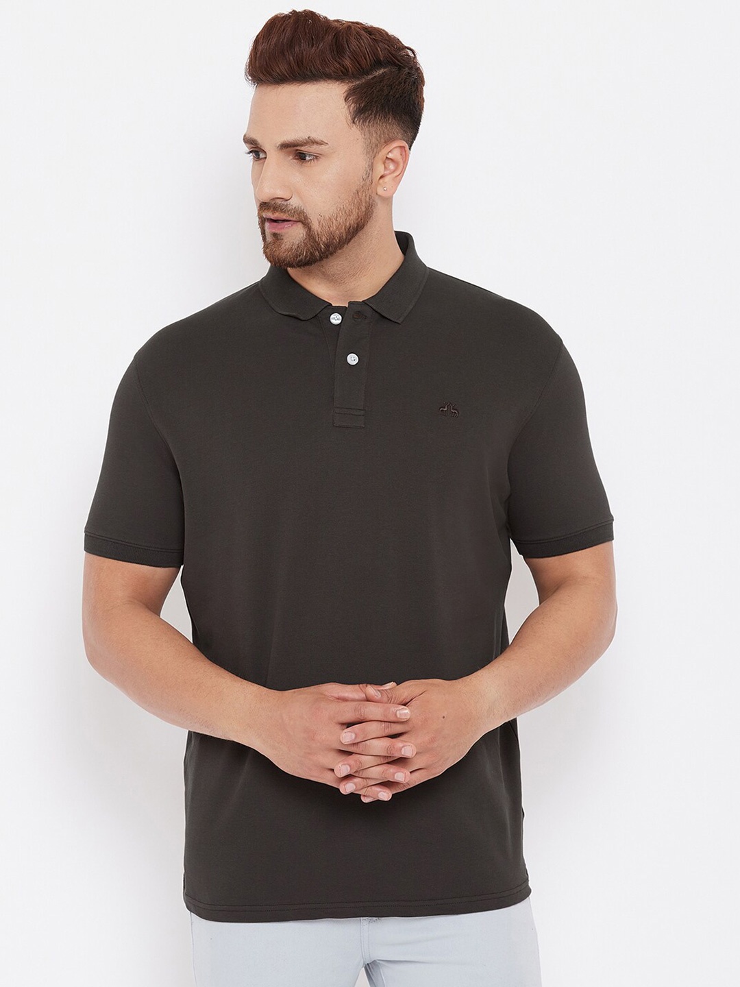 

98 Degree North Men Brown Polo Collar T-shirt