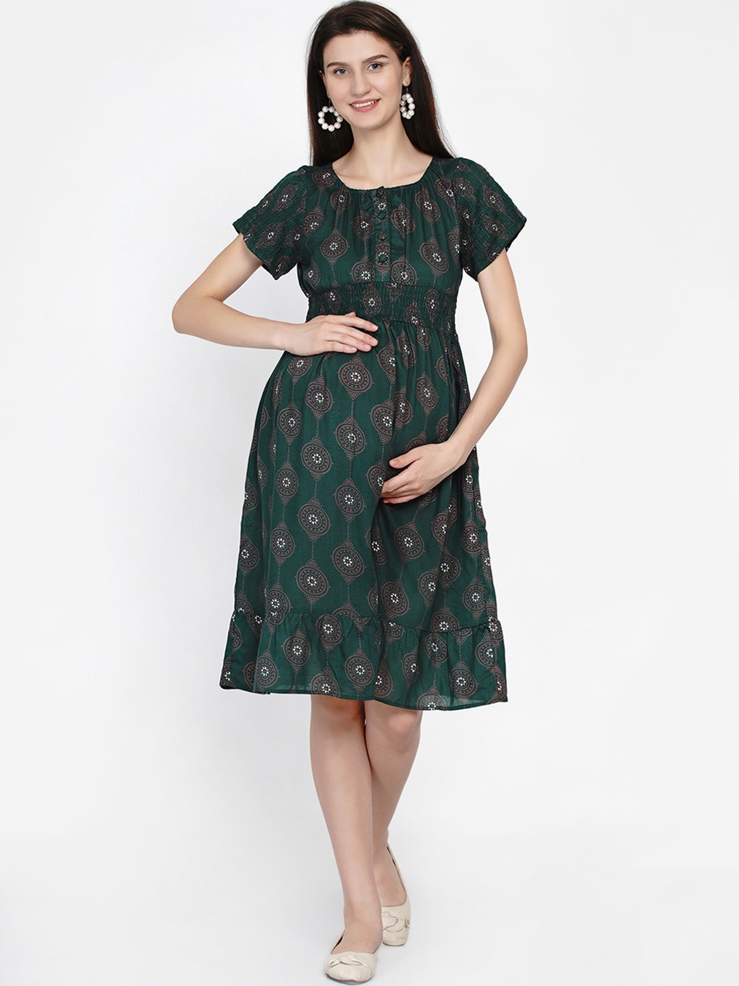 

Mine4Nine Green Floral Maternity Dress