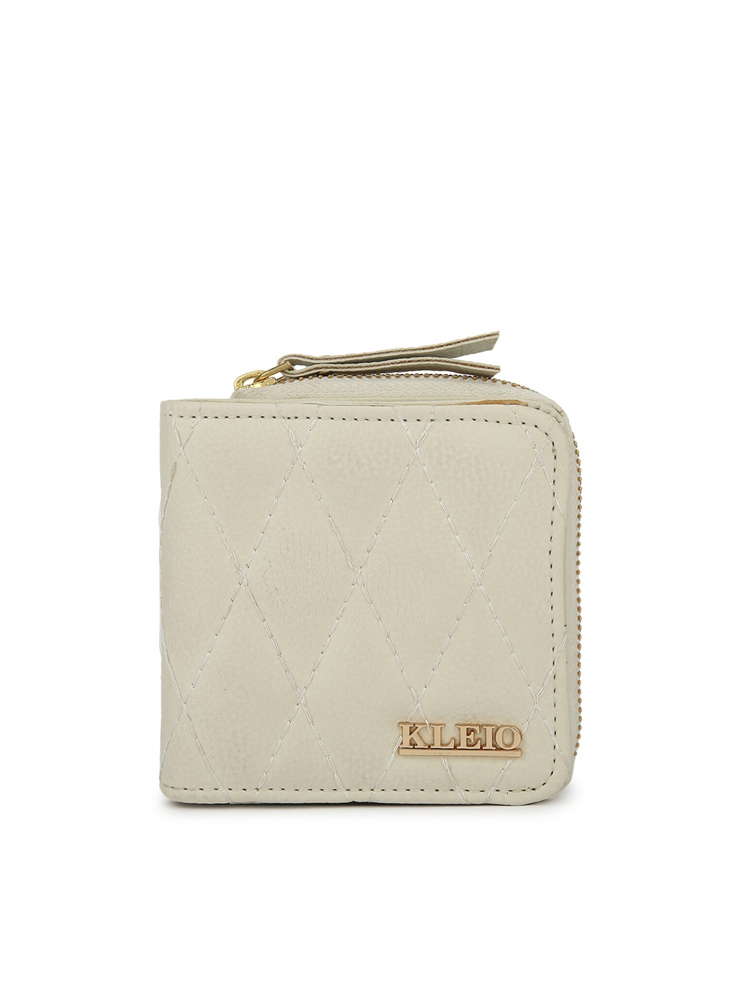 

KLEIO Women Quilted Bifold Zip Around Wallet, White