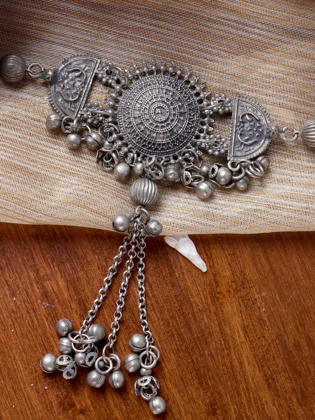 

TEEJH Silver German Silver Silver-Plated Oxidised Necklace