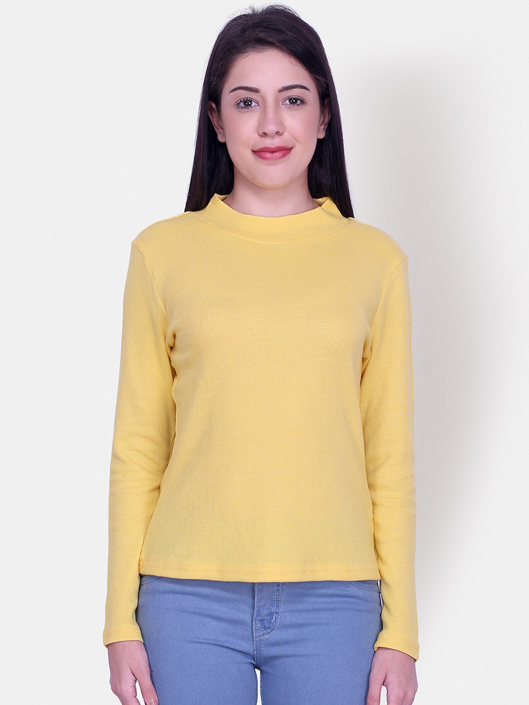 

Yaadleen Women Yellow Cotton Sweatshirt