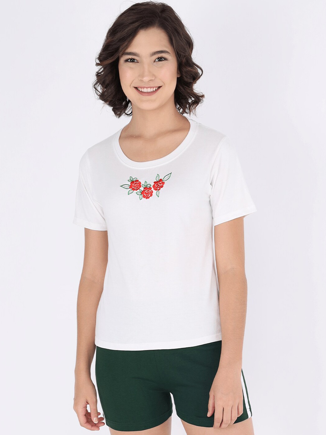 

The Dry State Women White & Green Night suit