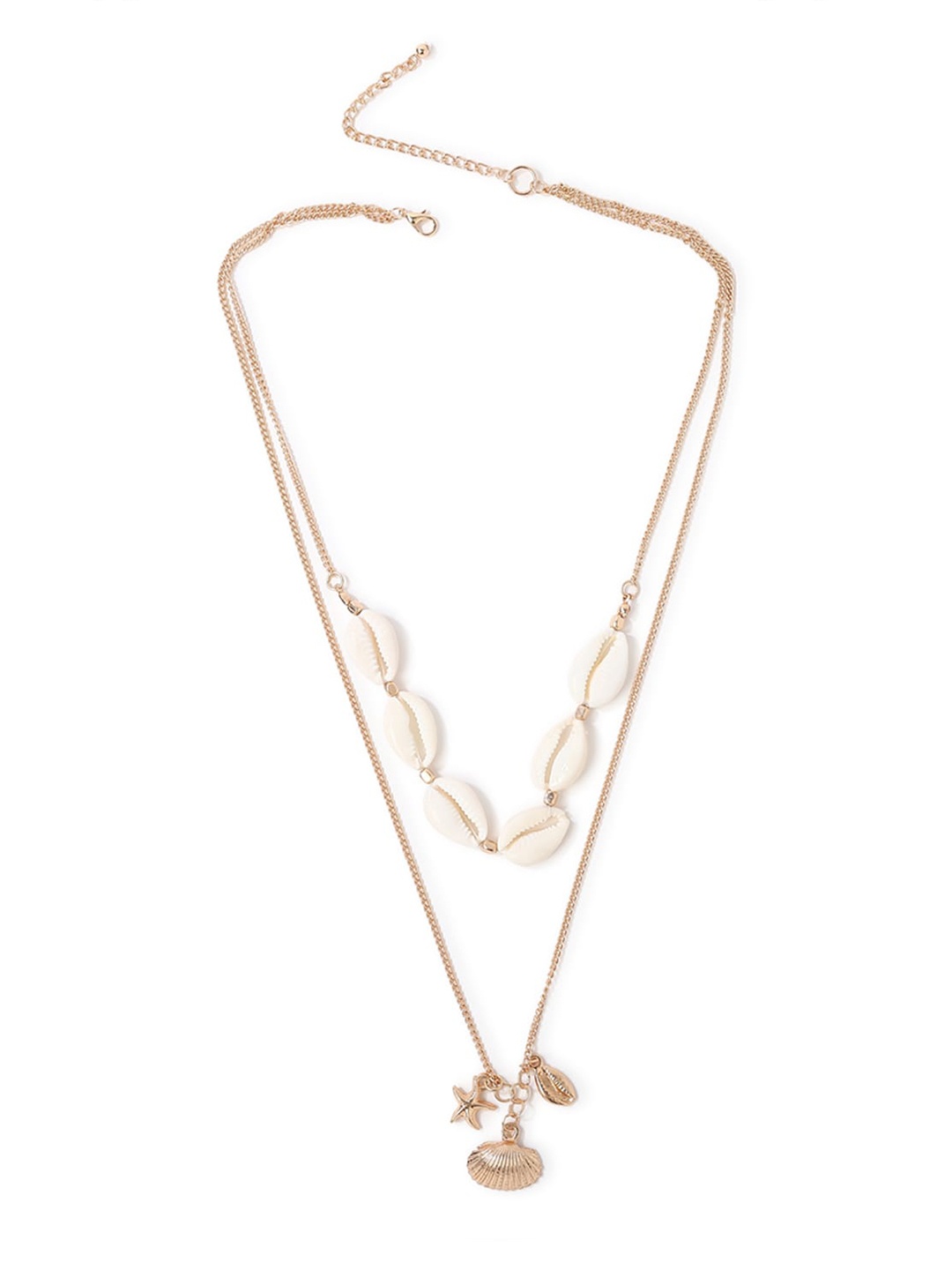 

FOREVER 21 Gold & White Seashell Layered Necklace