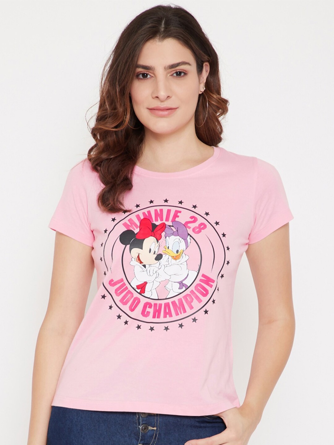 

Disney by Wear Your Mind Women Pink Printed Extended Sleeves T-shirt