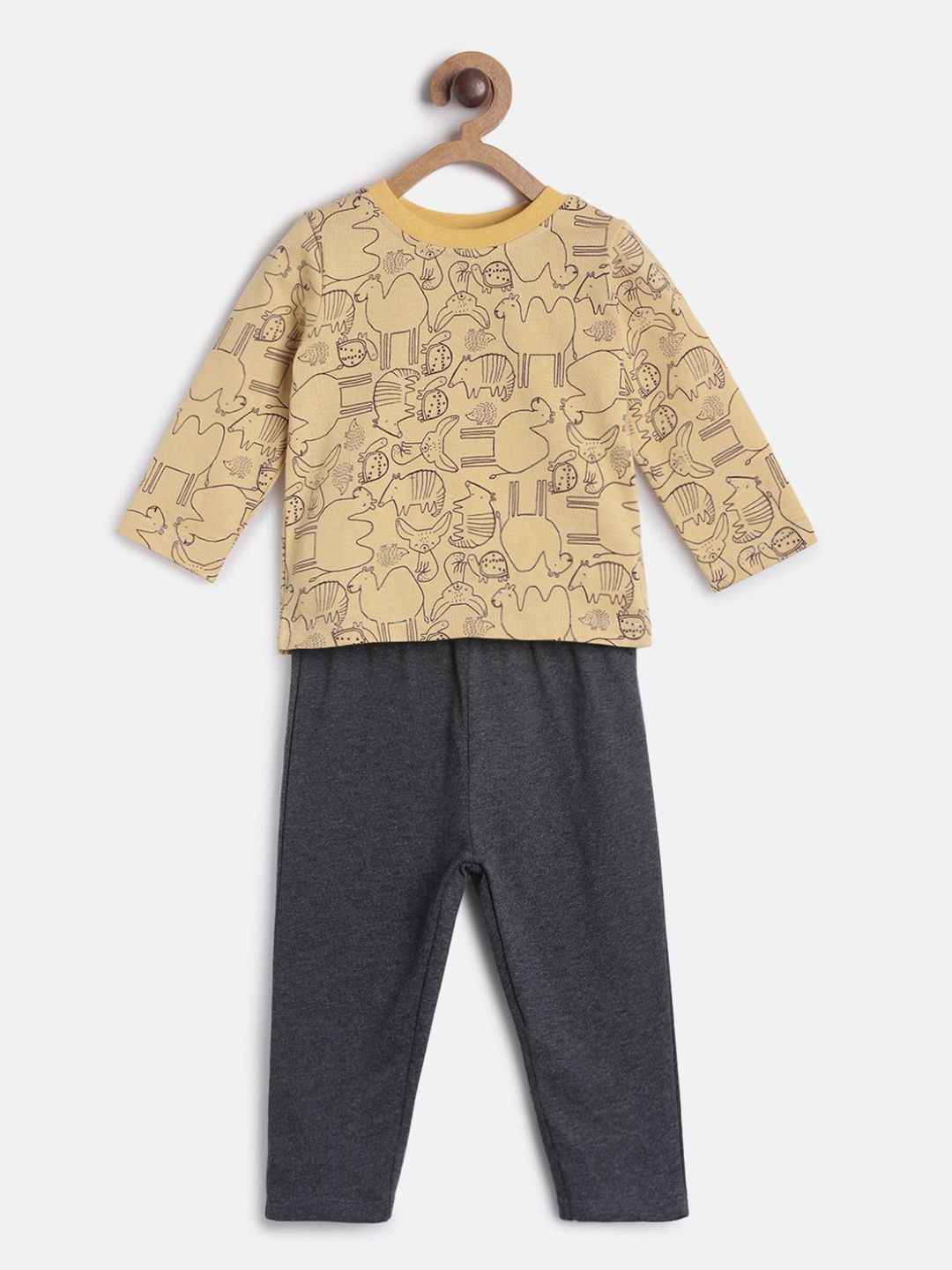 

MINI KLUB Boys Navy Blue & Beige Printed T-shirt with Leggings