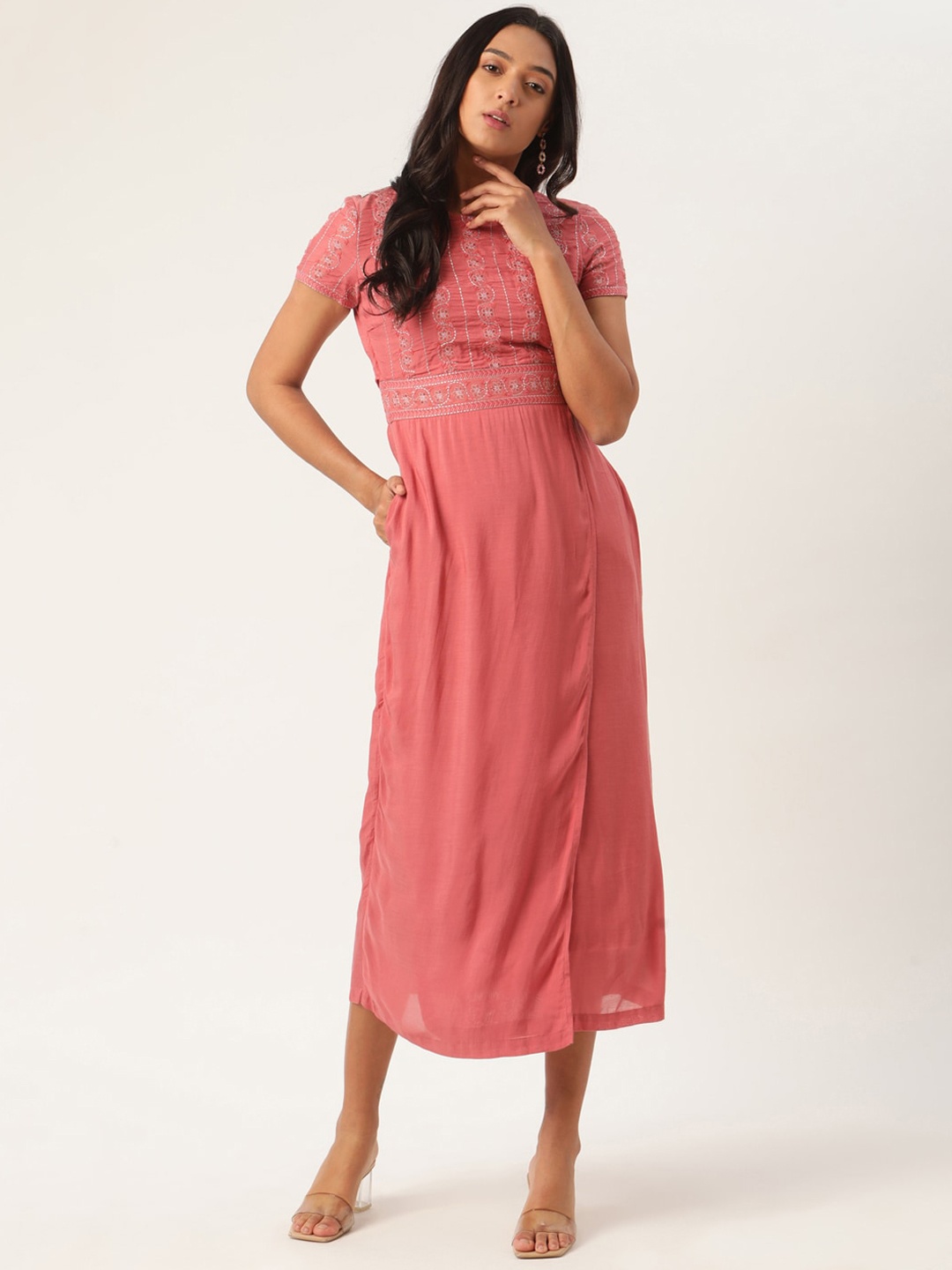 

ROOTED Pink Midi Dress
