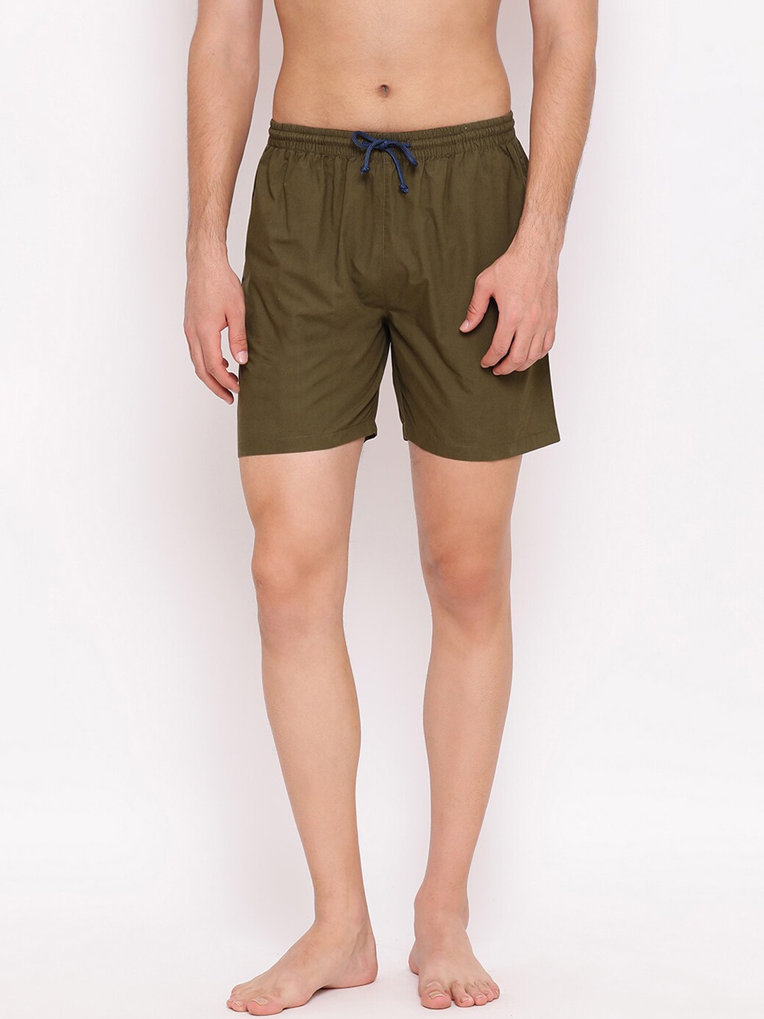 

Crimsoune Club Men Olive-Green Solid Pure Cotton Boxers BX4092A-4