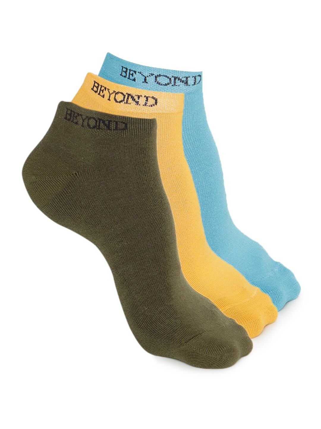

FOREVER 21 Men Pack Of 3 Multicoloured Solid Ankle-Length Socks, Olive