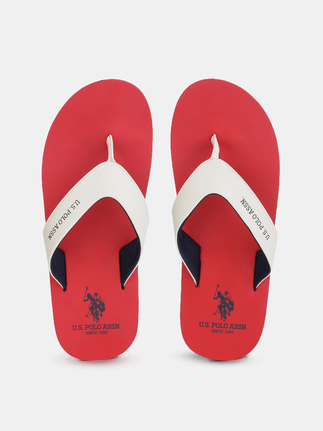 

U S Polo Assn Men Red & White Printed Thong Flip-Flops