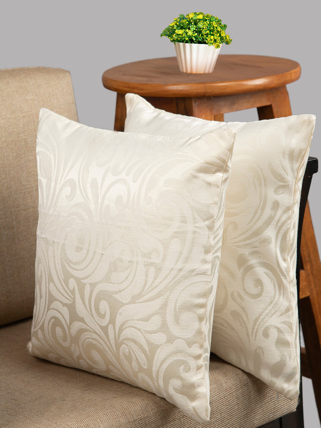 

HOUZZCODE White Set of 2 Square Cushion Covers
