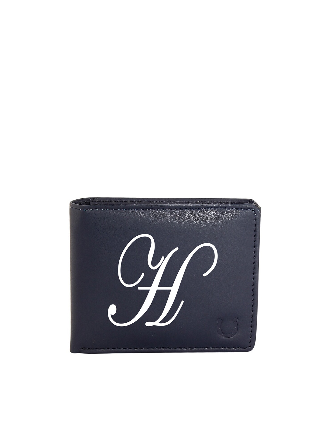 

Blacksmith Men Navy Blue & White Typography Printed PU Two Fold Wallet with SD Card Holder