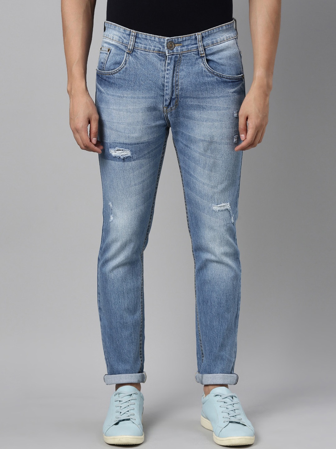 

CINOCCI Men Blue Slim Fit Mildly Distressed Heavy Fade Jeans