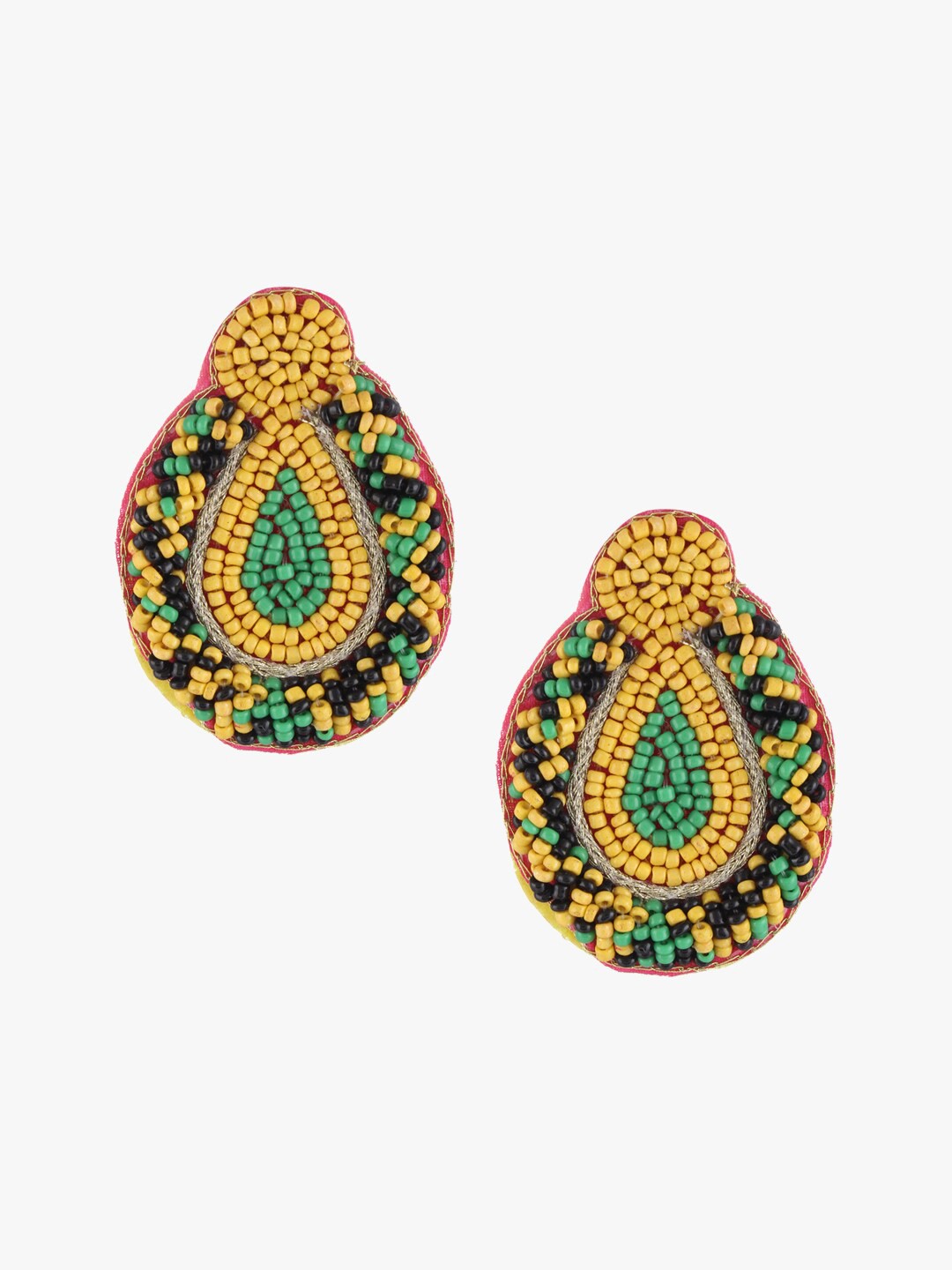

Adwitiya Collection Yellow & Green Teardrop Shaped Drop Earrings